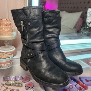 Carlos Santana Black Slouch Boots